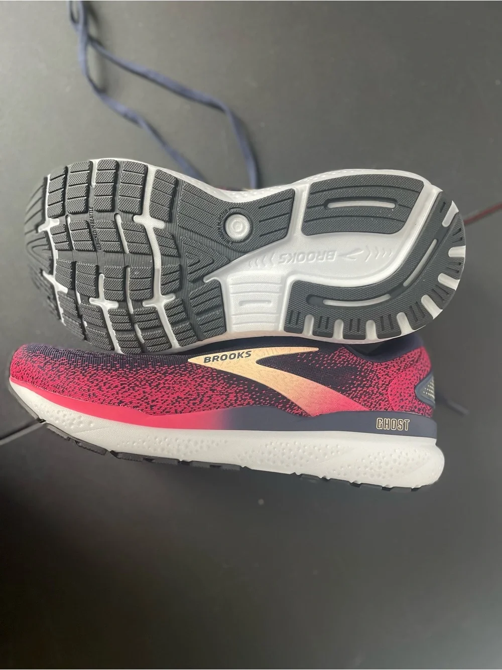 Brooks Ghost 16 Women's Running Shoes - Navy, Pink & Cream Accents